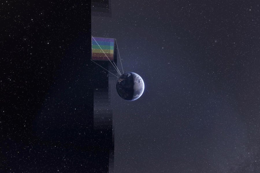 Still artist's concept from an animation showing SPHEREx taking spectral imaging data across the entire sky while operating from low-earty orbit. The data gradually accumulates over time to cover the entire sky in 102 near-infrared colors. After 25 months of science operations, SPHEREx will deliver all-sky coverage in four independent surveys