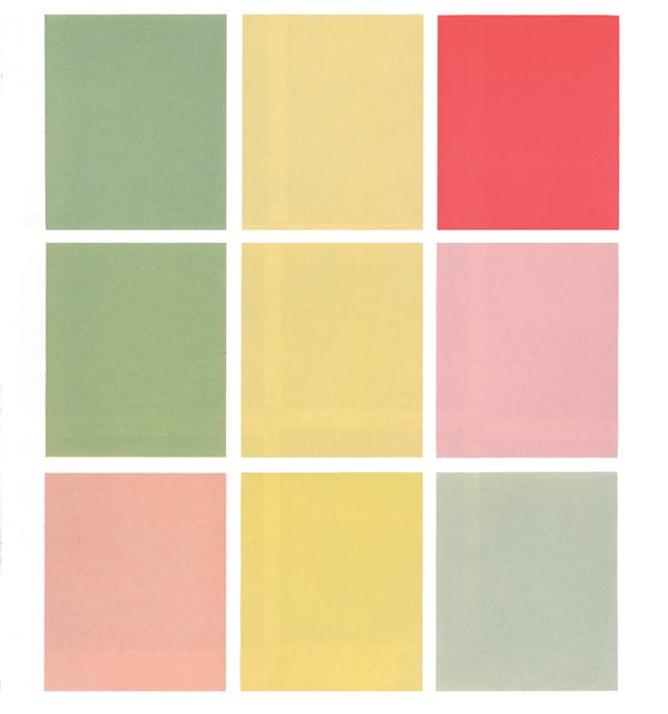 Three rows of three colors alternating