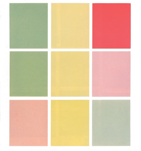 Three rows of three colors alternating