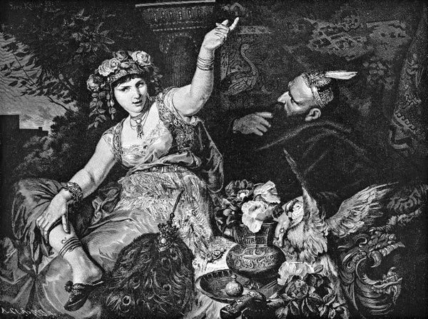 Engraving of Scheherazade in Arabian Nights 1892.