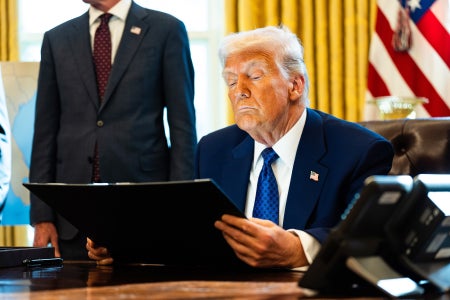 President Trump reviews executive order